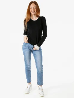 Solada Maglia girocollo da donna con dettagli in pizzo - nero