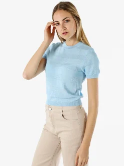 Solada Maglia girocollo da donna a maniche corte - azzurro