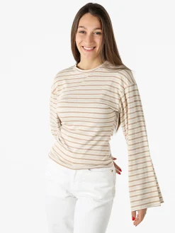 Solada Maglia rigata da donna con maniche lunghe a campana - beige