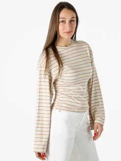 Solada Maglia rigata da donna con maniche lunghe a campana - beige