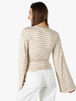 Solada Maglia rigata da donna con maniche lunghe a campana - beige