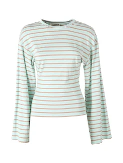 Solada Maglia rigata da donna con maniche lunghe a campana - acqua marina