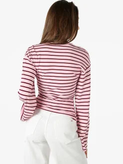 Solada Maglia rigata da donna con maniche lunghe a campana - rosa