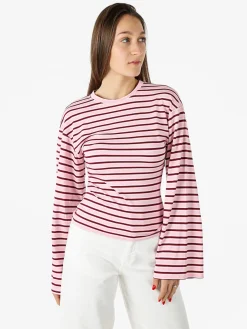 Solada Maglia rigata da donna con maniche lunghe a campana - rosa
