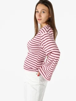 Solada Maglia rigata da donna con maniche lunghe a campana - rosa
