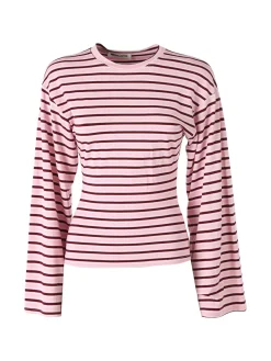 Solada Maglia rigata da donna con maniche lunghe a campana - rosa