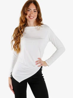 Solada Maglietta donna con scollo a barca e finale a punta - bianco