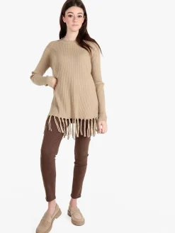 Solada Maglione donna a costine con frange
