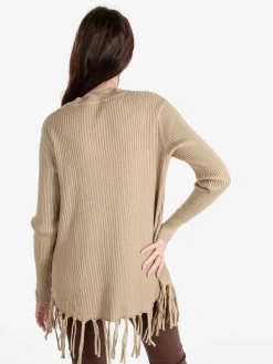 Solada Maglione donna a costine con frange