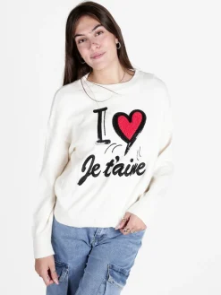 Solada Maglione donna con stampa scritta e cuore