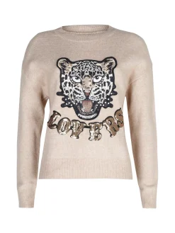 Solada Maglione donna oversize con strass e pietre decorative
