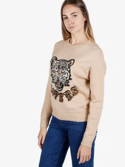 Solada Maglione donna oversize con strass e pietre decorative