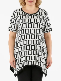 Solada Maxi blusa da donna a maniche corte con stampa greca