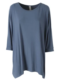 Solada Maxi blusa da donna in viscosa con maniche a pipistrello - cielo