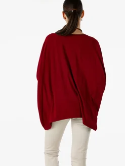 Solada Maxi blusa da donna in viscosa con maniche a pipistrello - rosso