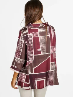 Solada Maxi blusa donna con stampe - bordeaux
