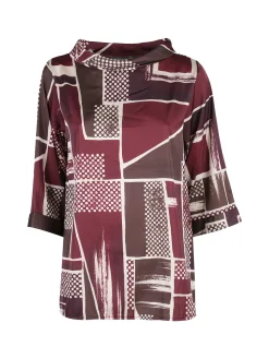 Solada Maxi blusa donna con stampe - bordeaux