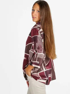 Solada Maxi blusa donna con stampe - bordeaux