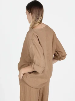 Solada Maxi blusa in lino da donna oversize