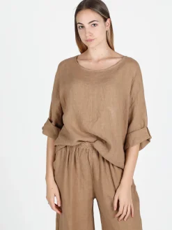 Solada Maxi blusa in lino da donna oversize