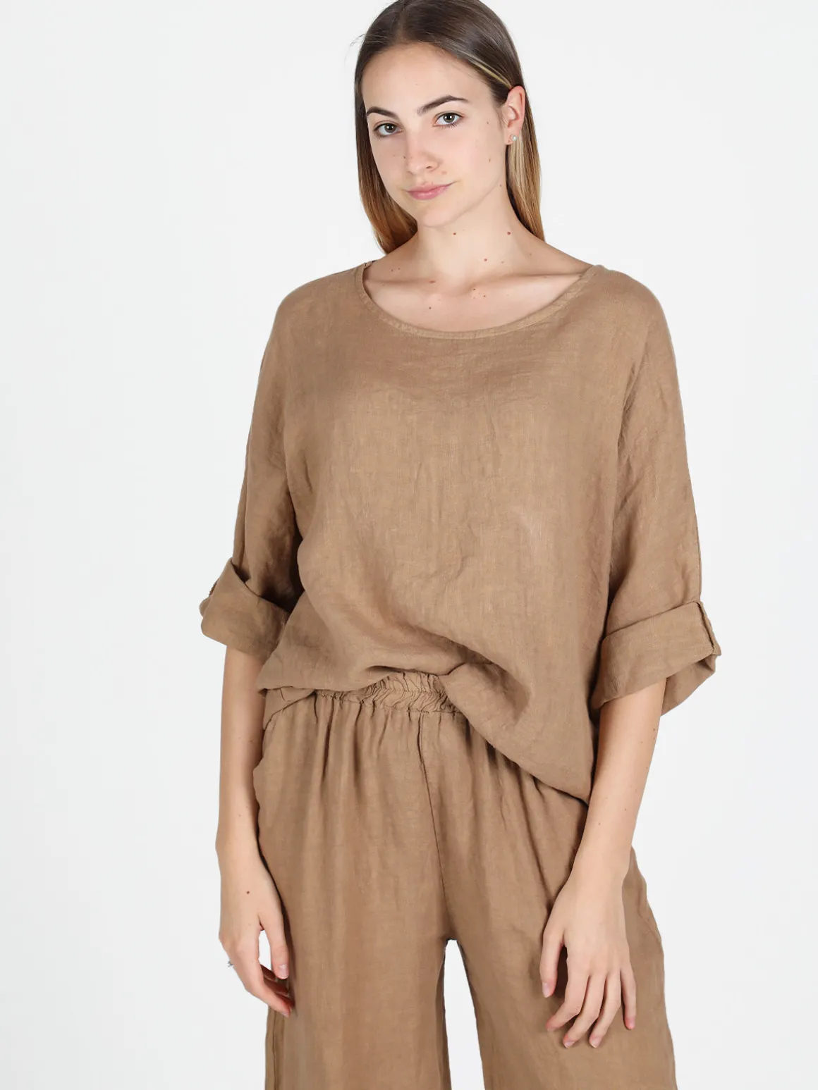 Solada Maxi blusa in lino da donna oversize