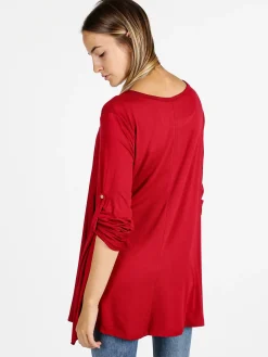 Solada Maxi t-shirt donna a maniche lunghe - rosso