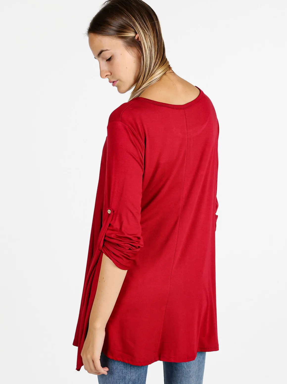 Solada Maxi t-shirt donna a maniche lunghe - rosso