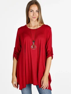 Solada Maxi t-shirt donna a maniche lunghe - rosso