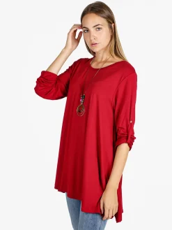 Solada Maxi t-shirt donna a maniche lunghe - rosso