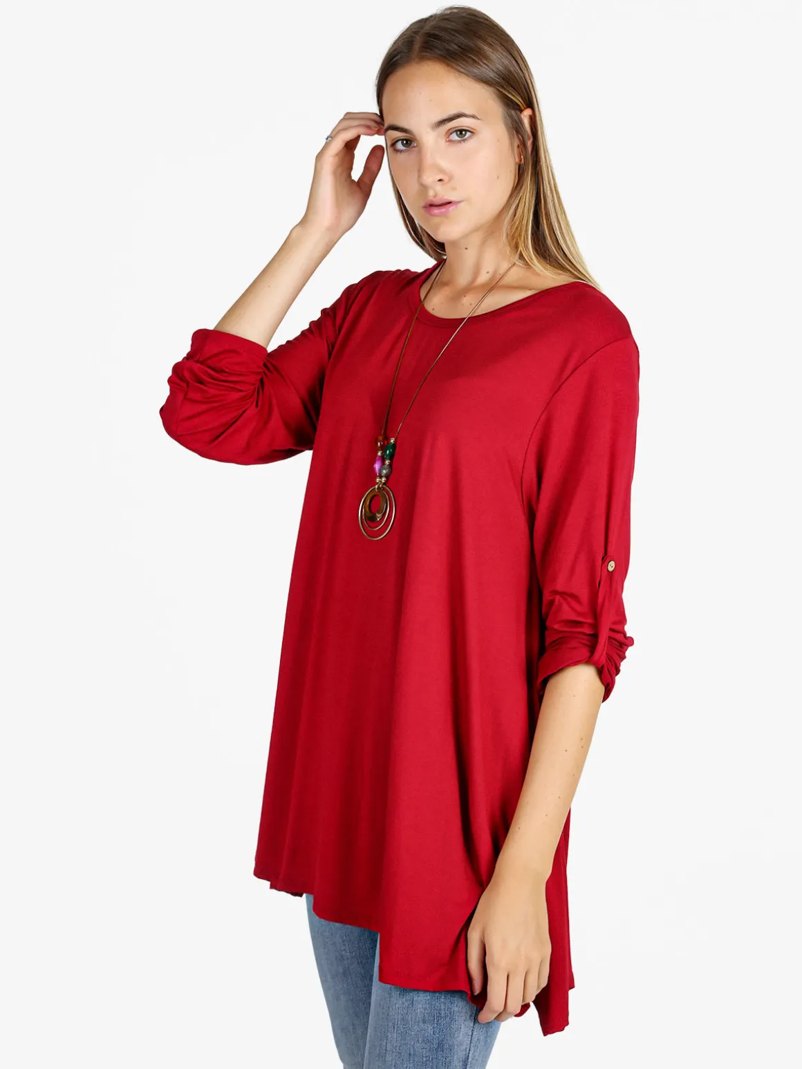 Solada Maxi t-shirt donna a maniche lunghe - rosso
