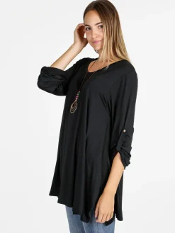 Solada Maxi t-shirt donna a maniche lunghe - nero
