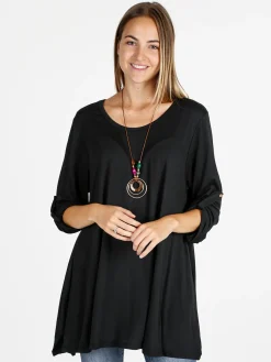 Solada Maxi t-shirt donna a maniche lunghe - nero