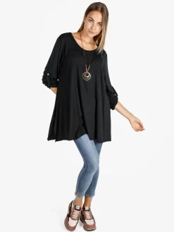 Solada Maxi t-shirt donna a maniche lunghe - nero