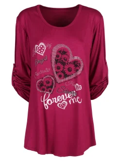 Solada Maxi t-shirt donna con strass - fucsia