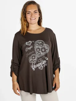 Solada Maxi t-shirt donna con strass - moro