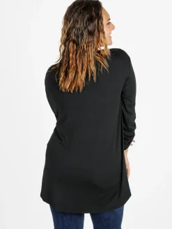 Solada Maxi t-shirt donna con strass - nero