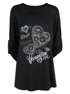 Solada Maxi t-shirt donna con strass - nero