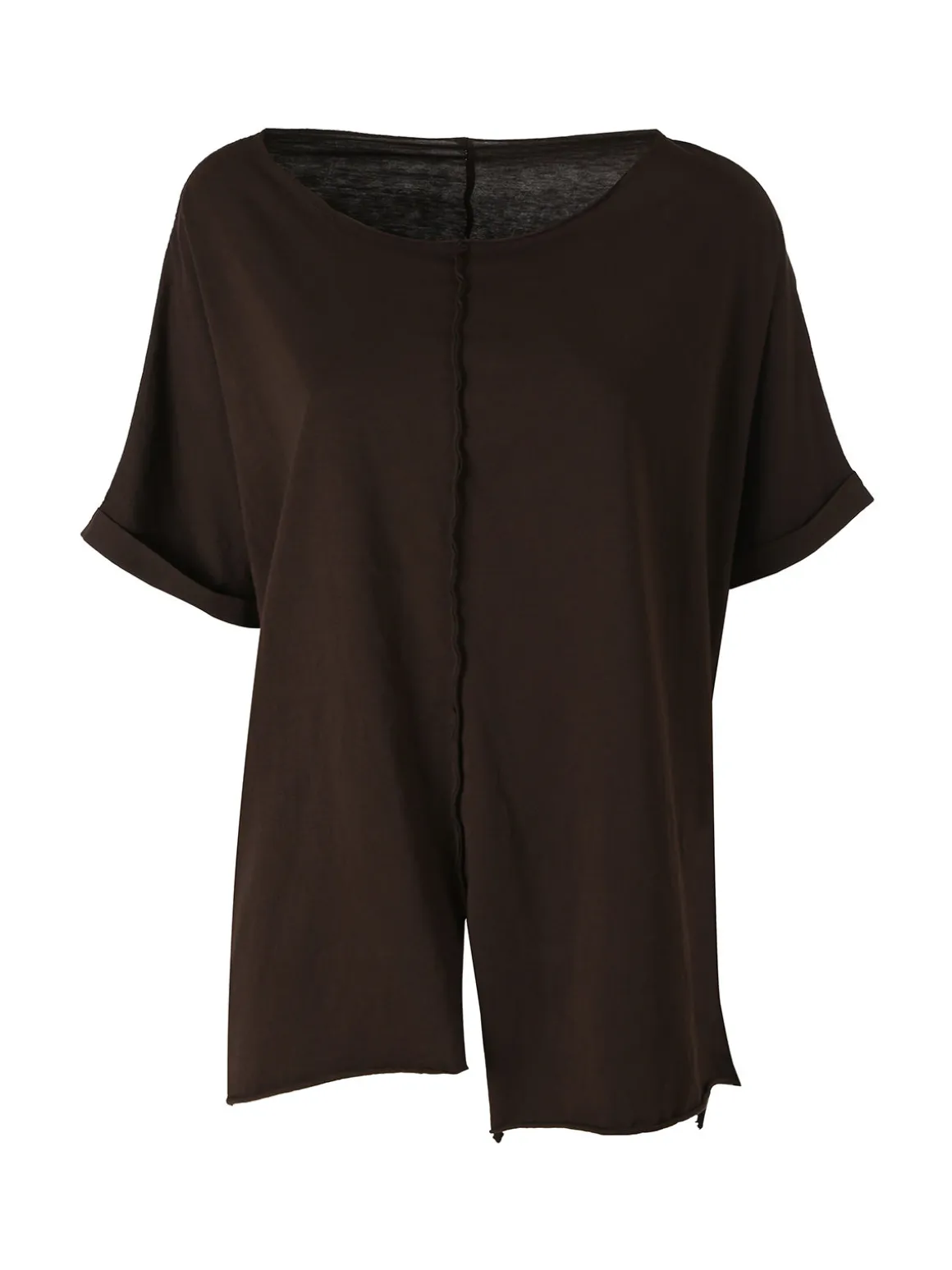 Solada Maxi t-shirt donna in cotone con maniche risvoltate - marrone
