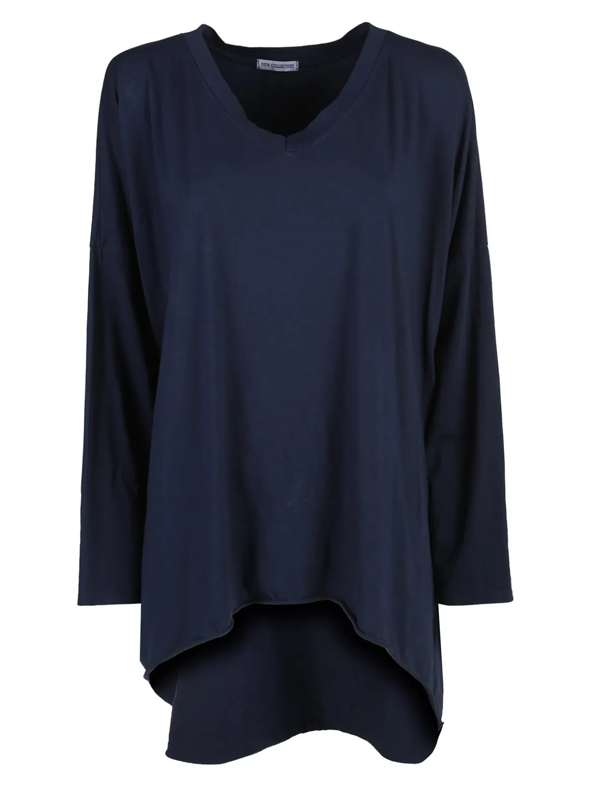 Solada Maxi t-shirt donna in cotone a maniche lunghe - blu