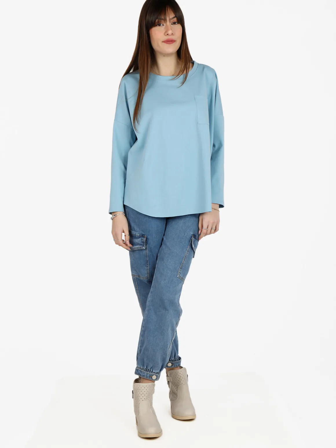 Solada Maxi t-shirt donna oversize con taschino