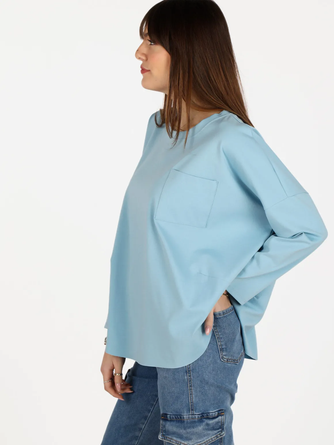 Solada Maxi t-shirt donna oversize con taschino