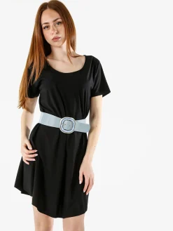 Solada Maxi vestito da donna a maniche corte - nero