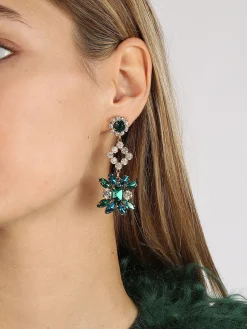 Solada Orecchini pendenti con pietre e fiori donna