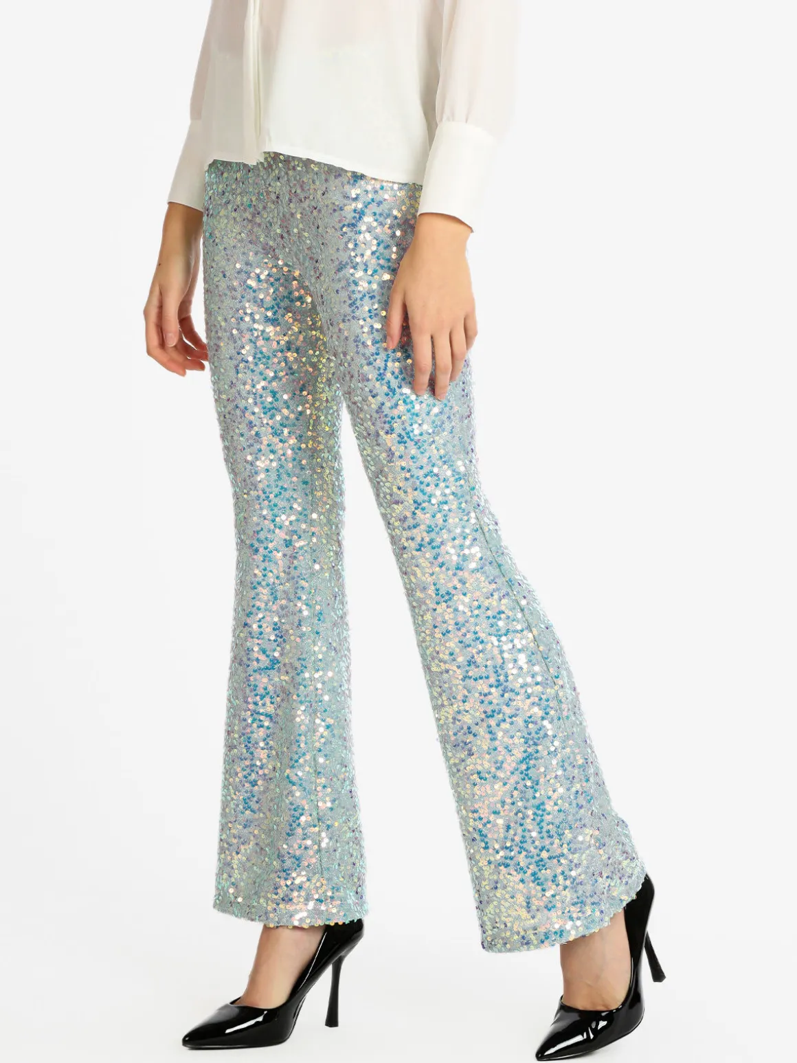 Solada Pantaloni a zampa con pailettes