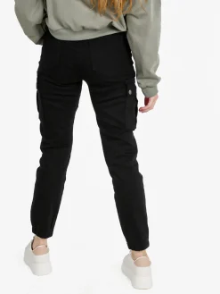 Solada Pantaloni cargo donna con elastico alle caviglie - nero