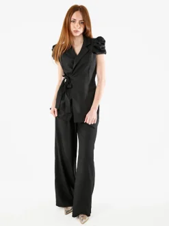 Solada Pantaloni casual da donna a gamba larga - nero