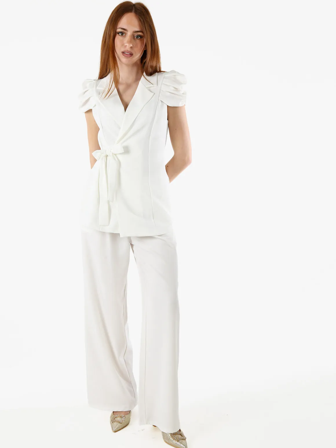 Solada Pantaloni casual da donna a gamba larga - bianco