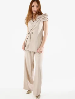 Solada Pantaloni casual da donna a gamba larga - beige