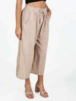 Solada Pantaloni cropped donna a gamba larga in cotone