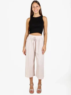 Solada Pantaloni cropped donna a gamba larga in cotone